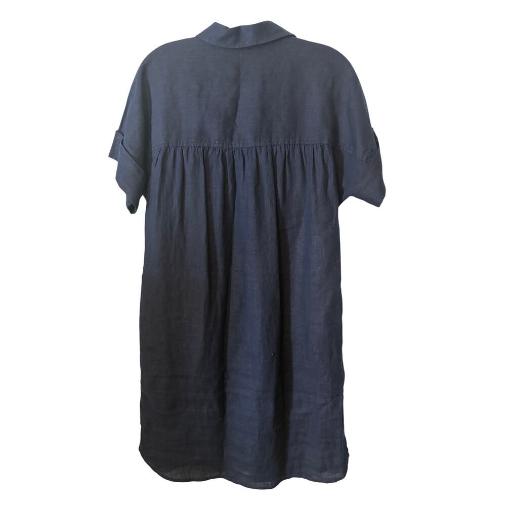 J. Crew Baird McNutt Irish Linen Navy Shirt Dress Small 100% Linen Button Front - Picture 2 of 6